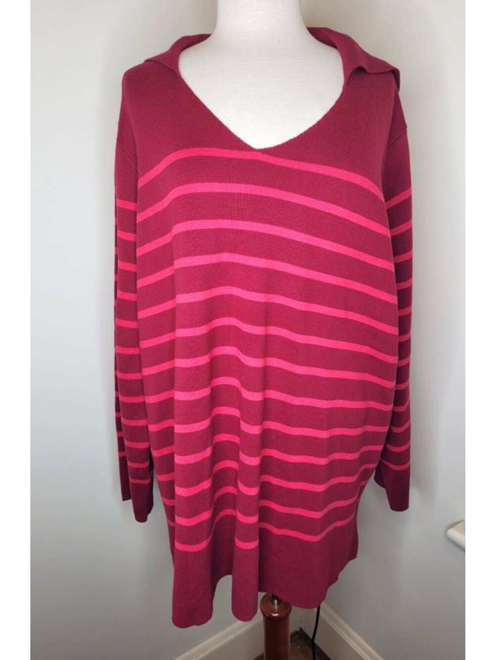 Womens Plus Sweater Striped 24/26 Pink careerware Casual Lilla Popken